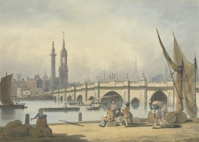 London Bridge and the Monument, c.1795 by Francis Nicholson